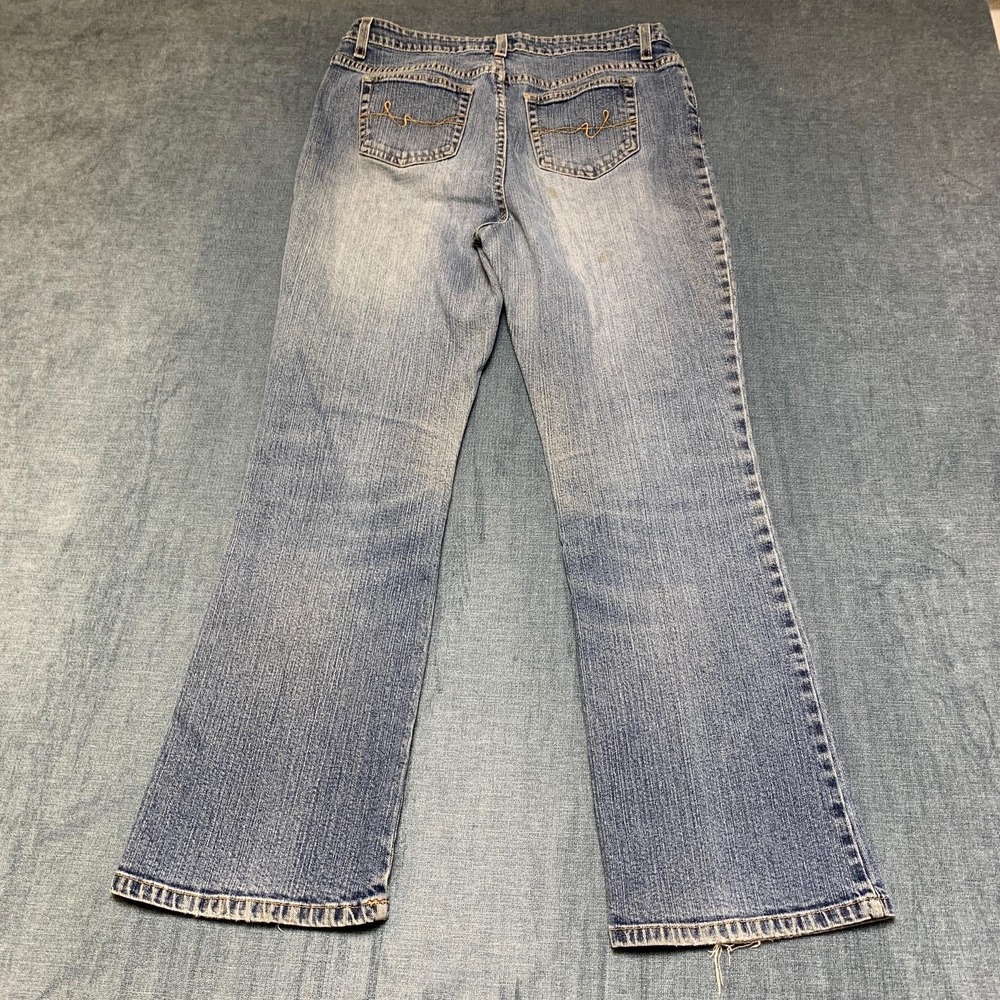St. John's Bay Jeans Womens 12S 30x29 Blue Denim Stretch Mid Rise Bootcut Leg